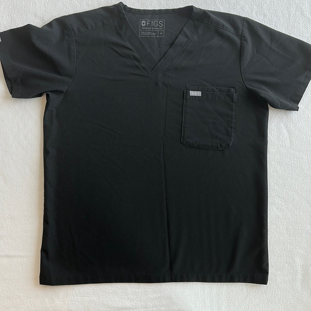 Men’s Figs Scrub Top Leon 3 Pocket Black Size Medium - Gem